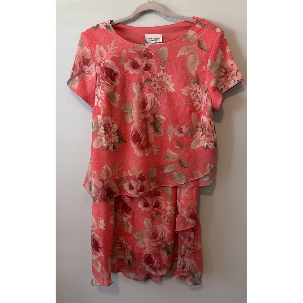 Vintage Y2K Lady Dorby‎ Cottagecore Pink Floral Skirt Set  22WP Romantic Flowy